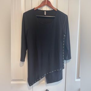 Last Tango Women’s Small (runs Large) Black Studded 3/4 Sleeve Jersey Tunic Top